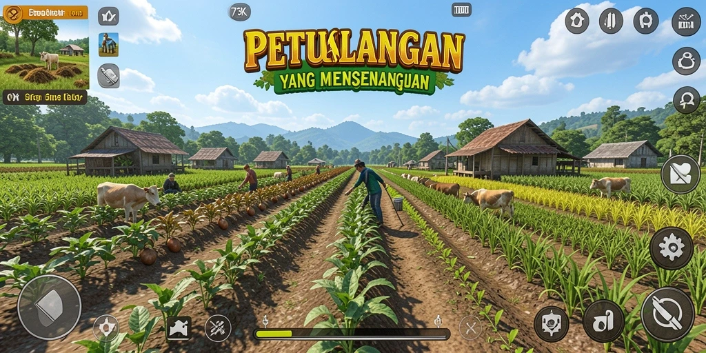 Gameplay menarik di 73K dengan pertanian yang ceria.