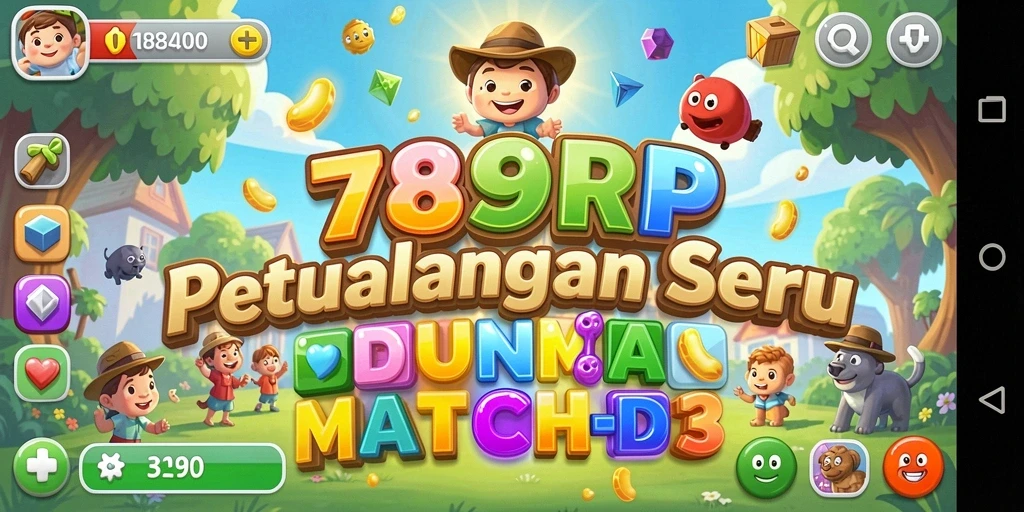 Tampilan permainan 789RP yang menarik dan penuh warna dalam aksi Match-3.