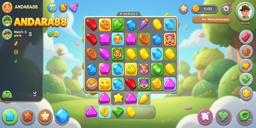 Tampilan gameplay ANDARA88 dengan tantangan Match-3 yang mengasyikkan.