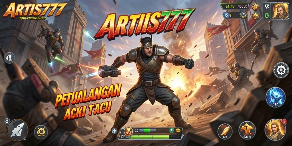 Screenshot utama ARTIS777 menampilkan karakter dalam aksi mendebarkan.