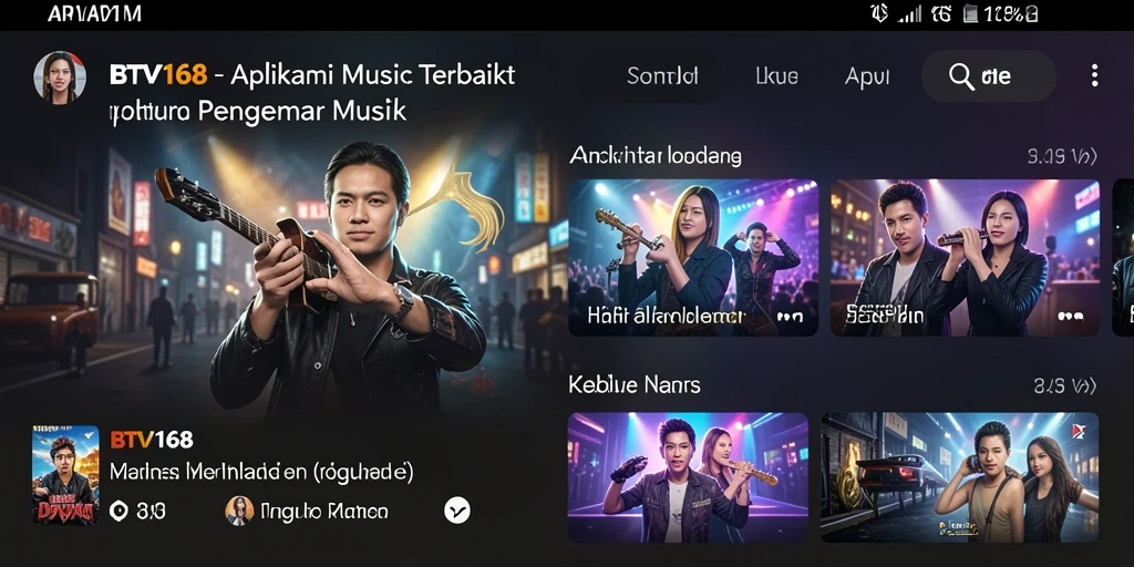 Tangkapan layar BTV168 menampilkan antarmuka musik yang interaktif dan menarik.