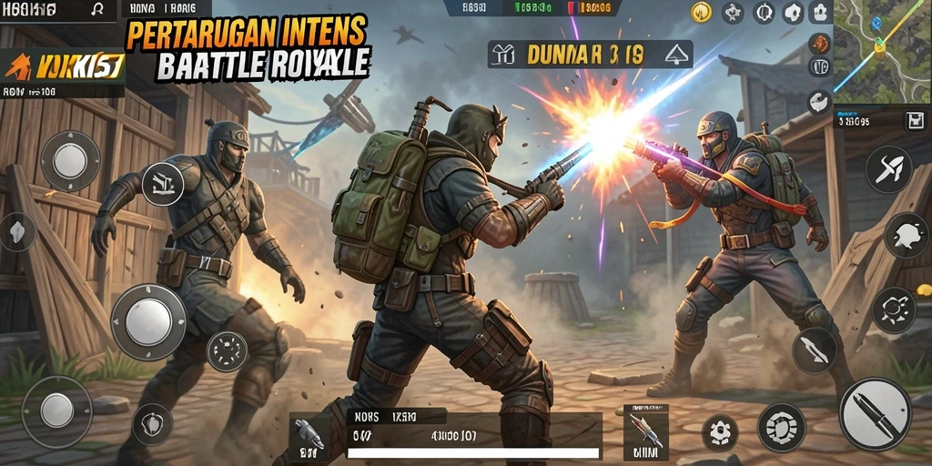 Screenshot HOKI65 menampilkan aksi seru dalam pertempuran Battle Royale