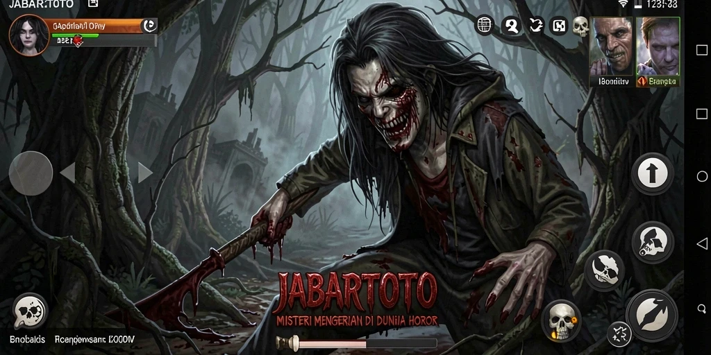 Screenshot gameplay JABARTOTO menunjukkan suasana mencekam.
