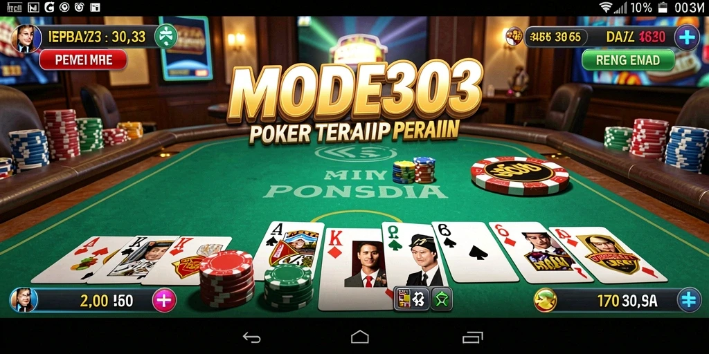 Tampilan gameplay menarik di MODE303 dengan suasana poker yang menggembirakan.