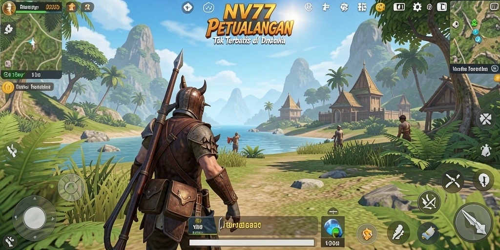 Screenshot gameplay NV77 yang menampilkan eksplorasi dunia terbuka.