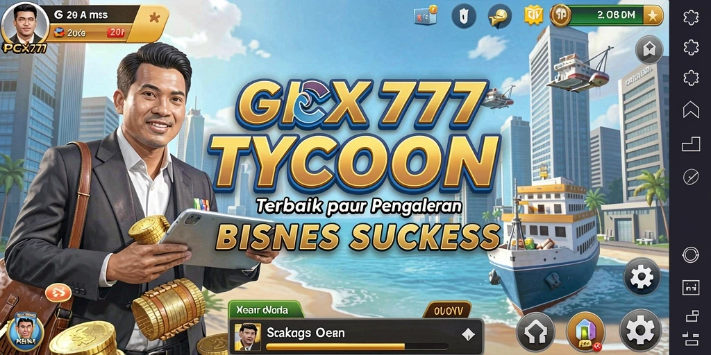 Tampilan gameplay menarik dari PCX777 yang menunjukkan strategi bisnis.
