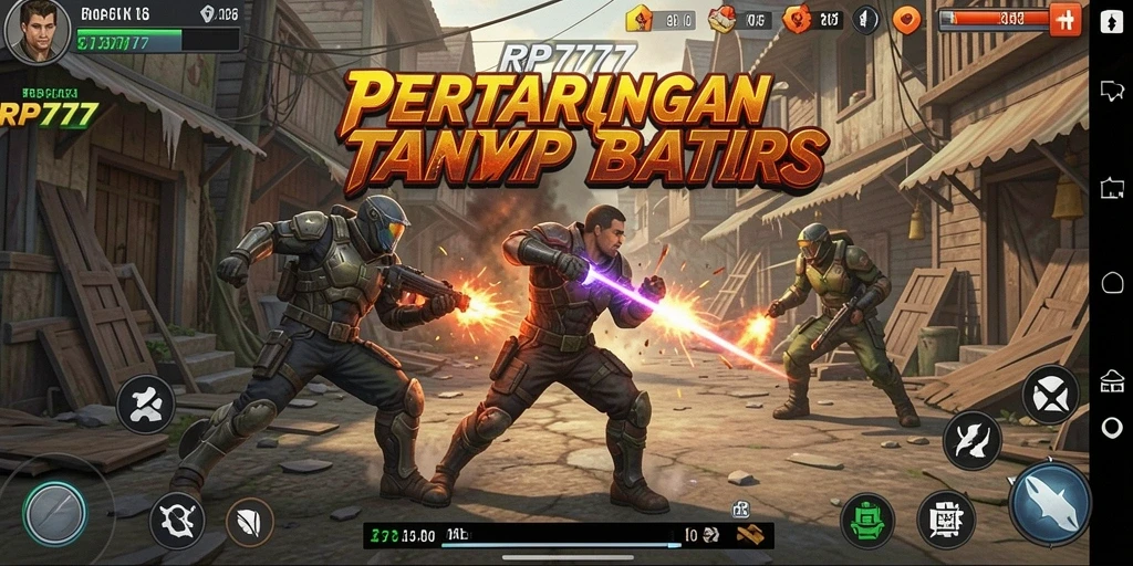 Tangkapan layar gameplay RP777 yang menunjukkan aksi pertarungan seru.