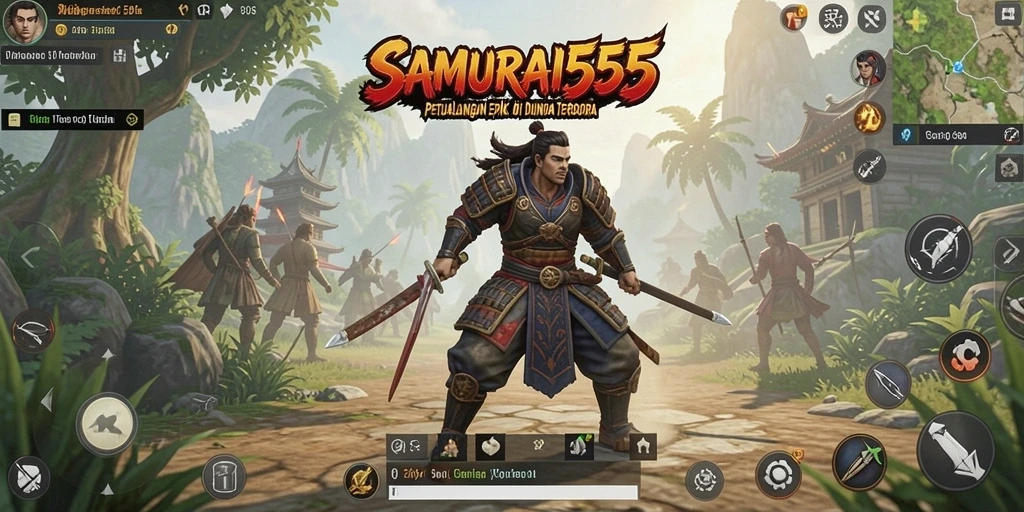 Screenshot gameplay SAMURAI555 menampilkan petualangan luar biasa di dunia terbuka.