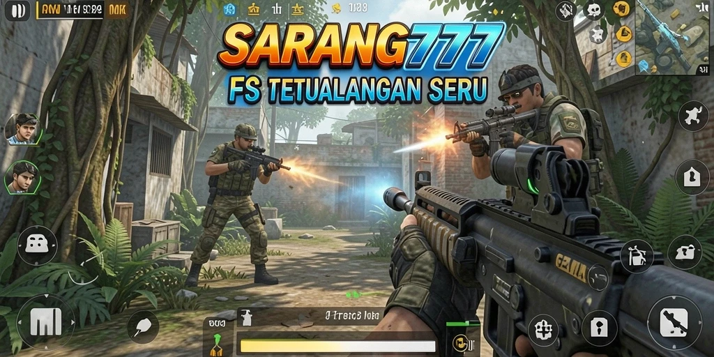 Tangkapan layar menunjukkan aksi menegangkan di SARANG777 dengan gameplay FPS yang dinamis.