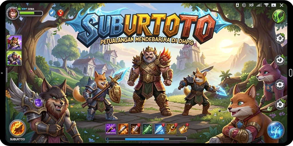 Tampilan seru gameplay SUBURTOTO dengan karakter dan monster unik.