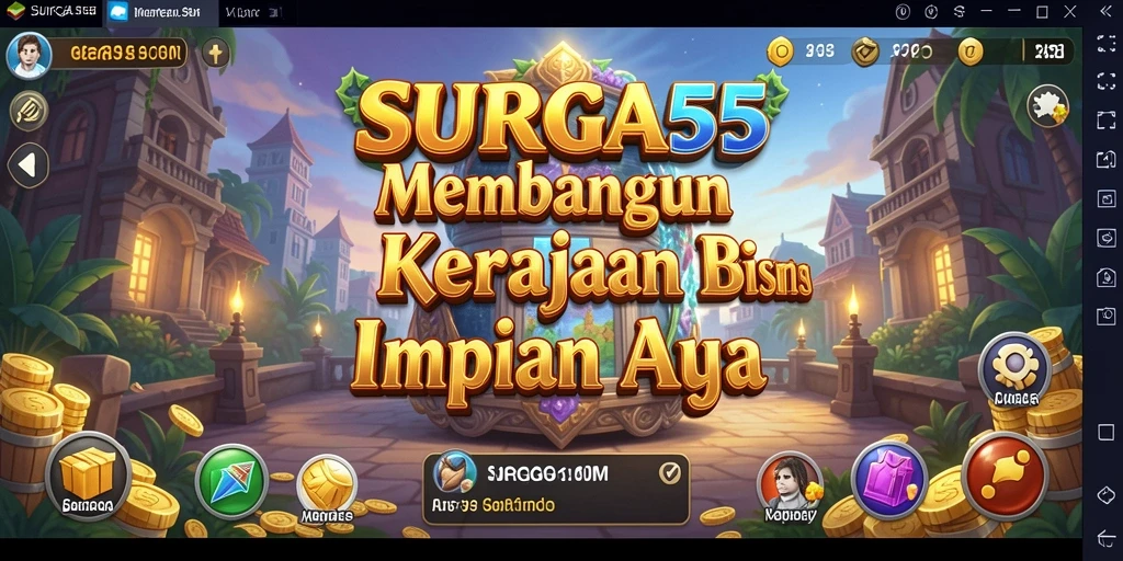 Tangkapan layar gameplay <strong>SURGA55</strong> yang menunjukkan manajemen bisnis yang dinamis.