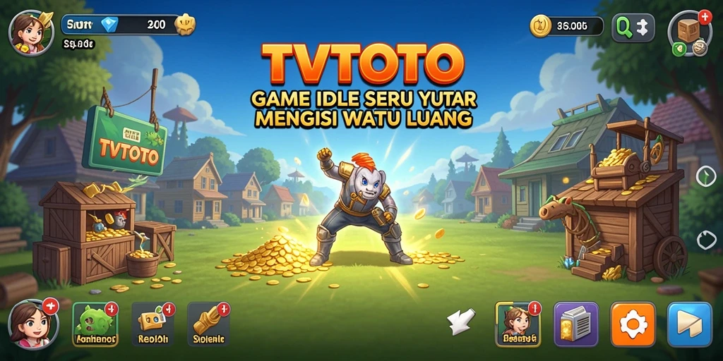 Screenshot gameplay <strong>TVTOTO</strong> yang menunjukkan karakter dalam aksi pengumpulan sumber daya.