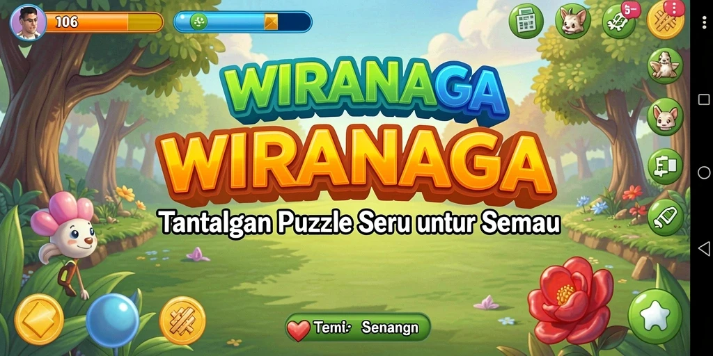 Tampilan gameplay WIRANAGA dengan teka-teki yang berwarna-warni.
